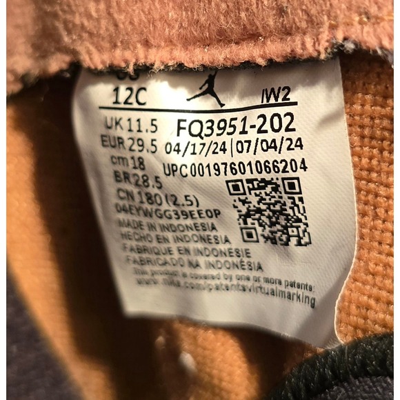 Jordan Max Aura 3 Kids Sneakers Wheat Brown Tan Canvas DA8023-200 Hook Loop - Picture 10 of 10